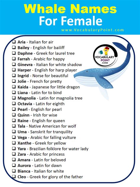 female whale name.